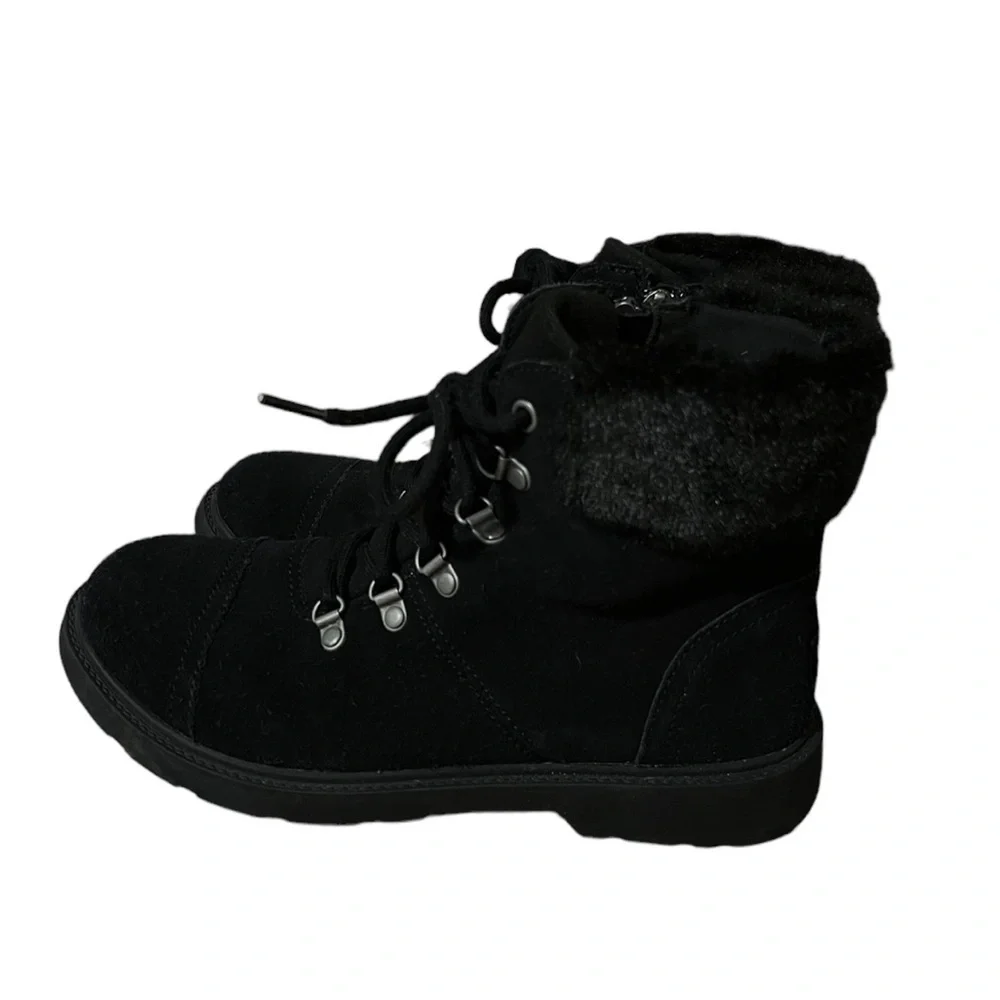 UGG Azell Hiker Outdoor Lace-up Boots Black Suede Men Size 6 Women 7.5 EU 38
